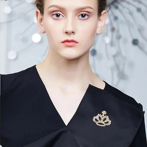 Image of GBAHFY Crystal Rhinestone Princess Queen Crown Brooch Pin for Women - Tiara for Wedding Party Banquet Birthday