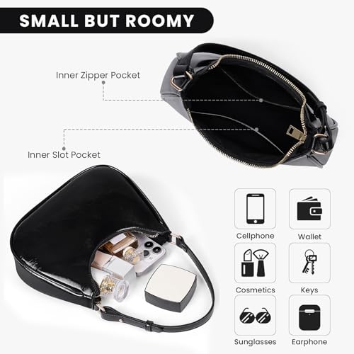 Image of Crescent Shoulder Bag Purse for Women Red Bag Faux Leather Hobo Handbag Solid Color Half Moon Crossbody Purse