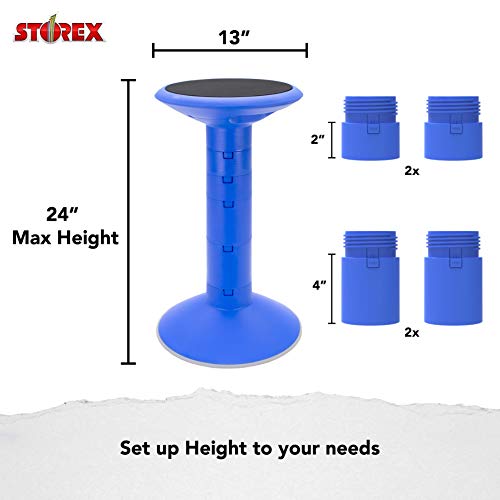 Image of Storex Active Tilt Stool - Ergonomic Seating for Flexible Office Space and Standing Desks, Adjustable 12-24 Inch Height, Blue (00321A01C)