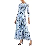 Anne Klein Printed MESH L/S Maxi Dress