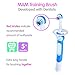 MAM Training Toothbrush for Babies (1 Baby's Brush with Safety Shield), Baby Toothbrush with Brushy The Bear Character, Interactive App, for Boys 5+ Months, Blue