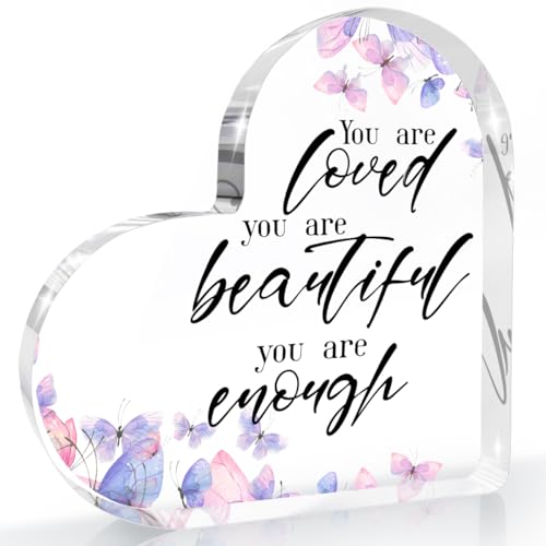 Inspirational Butterfly Gifts for Women, Heart Shaped Acrylic Sign, Christian