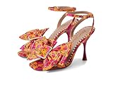 Betsey Johnson Women's Denly Heeled Sandal, Orange Floral, 8