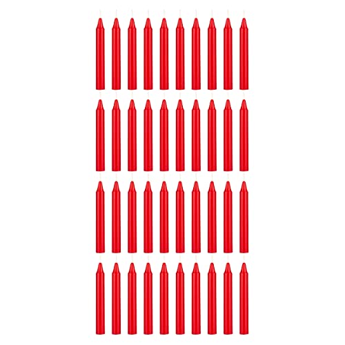 Mega Candles 40 pcs Unscented Red Exquisite Mini Taper Spell Candles, 4 Inch Tall x 1/2 Inch Diameter, Magic Chimes, Enchantment, Casting Rituals, Witchcraft, Wiccan, Altar, Metaphysical