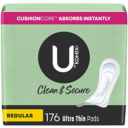 U By Kotex Security Ultra Thin Feminine Pads, Regular Absorbency, Unscented, 176 Count (4 Packs Of 44) (Packaging May Vary) #TOP18