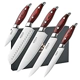 IKRUTO 5-Piece kitchen knife set - Ultra-Sharp High Carbon Stainless Steel Blades with Ergonomic Pakkawood Handles, Professional Kitchen Knives Sets, Elegant Gift Box Packaging
