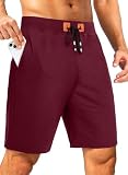 Dokotoo Men Men's Fashion Flat Front Shorts Classic Fit Cotton Elastic Waist Shorts Casual Vacation Shorts for Men Burgundy X-Large