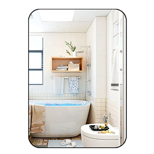 NJYT Espejo baño Espejos De Baño Espejo Autoadhesivo De Pared No Perforado Montado En Pared para Baño Espejos(Size:30 * 40CM,Color:Negro) Cover