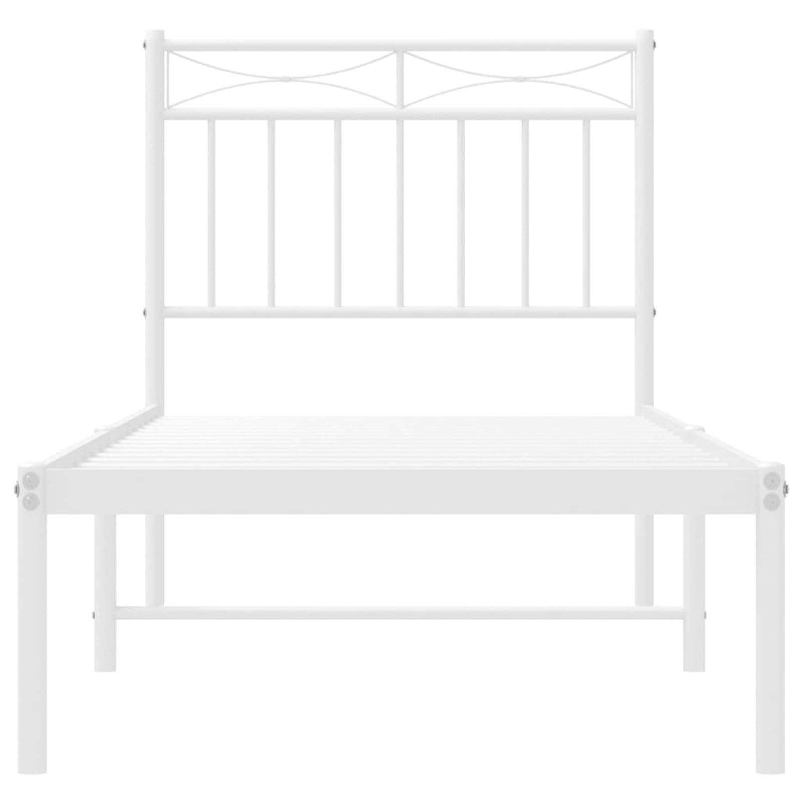 ATOMSTACK MAKER Cama de Metal sin Colchón, Con Cabecero Blanco, 75 x 190 cm, Estructura de Acero Pulverizado, Altura Libre 26 cm, Diseño Moderno y Robusto para Adultos, Fácil Montaje