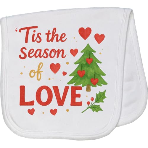 inktastic Tis The Season of Love Christmas Tree Hearts Baby Burp Cloth White 46ce5