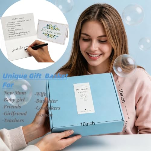 New Mom Gift Baskets, Birthday Gift Box Ideas for Women, Mom, Her, Mothers, Girl, Get Well Soon Gift Set, Self Care Package (Blue) — view 3
