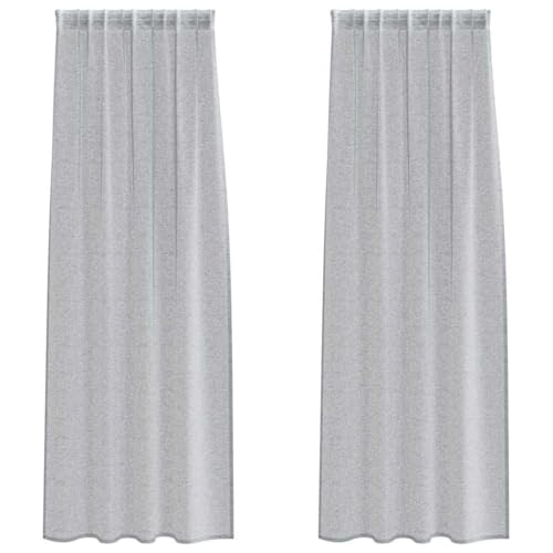 Voilage gris foncé 225x140 cm lot de 2 rideaux transparents à œillets pour salon