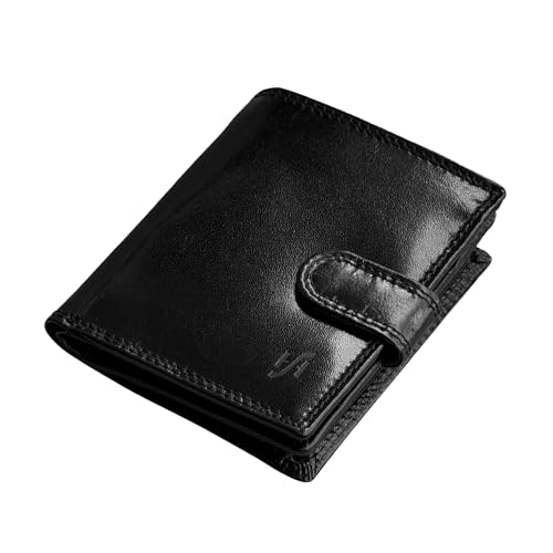 Starhide Mens RFID Blocking Leather Billfold Wallet With External Zip Around Coin Pouch Purse 1080 (Black)