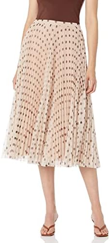 BCBGMAXAZRIA Women's Sheer Pleated A Line Midi Skirt, Pink Combo, X-Small
