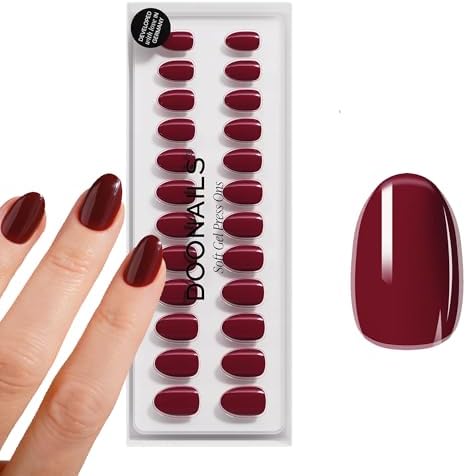 DOONAILS - Press On Nails 30er Set Love Paris forme arrondie round chrome rouge - Ongles à coller Full Cover qualité salon - Fake nails soft gel court - Naturel & agréable à porter