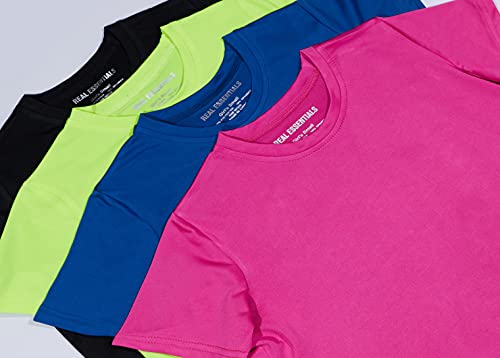 4 Pack: Girls Short Sleeve Shirts Tees Active Quick Dry Fit Crew Neck T-Shirt Active Athletic Tops Essentials Soccer Sports Yoga Gym Young Teen Chica's Kids Zebra Summer Clothes - Set 5, Lg (14) #TOP3