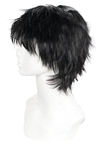 Oysrong Short Black Men Curly Fluffy Straight Cosplay Heat Resistant Halloween Wig #TOP1