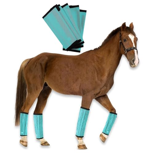 sxvbdway 4Pcs Horse Fly Boots Breathable Reduce Stomping Flies Bites Horse Mesh Leg Wrap Adjustable Horse Leg Leggings Guard Protective Cover Horse Supplies Green