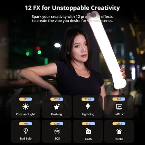 Image of Ulanzi UA12 Bi-Color Inflatable Tube Light, Foldable LED Video Light for Photography, 2700K-6500K, 12W 2500mAh Rechargeable Photography Light Bar 1 /4 inch Mount LED Lighting Wand Stick for Video Shooting