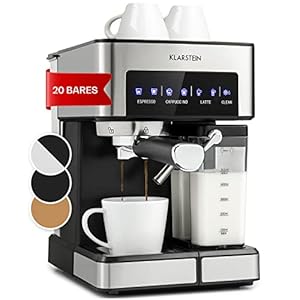 Klarstein Arabica Comfort Espressomachine - Koffiemaker met 1350 Watt, Koffieapparaat, Portafilter Machine met Touch Control, Espressoapparaat met Grinder, Koffiemachine met 1.8L Watertank, RVS