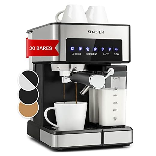 Klarstein Arabica Comfort Espressomachine - Koffiemaker met 1350 Watt, Koffieapparaat, Portafilter Machine met Touch Control, Espressoapparaat met Grinder, Koffiemachine met 1.8L Watertank, RVS