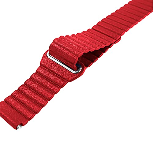 Image of ACM Watch Strap Magnetic Leather Loop 22mm Compatible with Honor Watch Gs3 Smartwatch Luxury Band Red