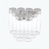 50ml 30x100mm Clear Glass Bottles with Silver Aluminium Screw Cap Empty Glass Bottle Jars, for Candy...