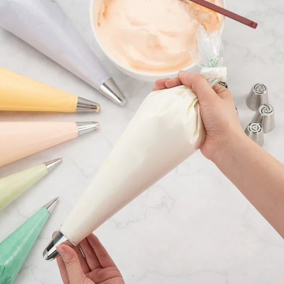 EcoQuality 21" Durable Slip Resistant Clear Plastic Decorative Pastry Bag for Baking, Frosting, Bakery, Cupcake, Cake Decoration (100)