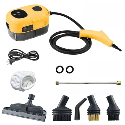 NYHGOXM ポータブルスチームクリーナー 高温スチームで除菌・ダニ対策に!布団クリーナーとしてマットレス/カーペット/ソファのトコジラミ退治や、車内/キッチン/バスルームのリンサークリーナーとしても活用できる多機能スチーム掃除機 (カーキ,ブラシヘッド