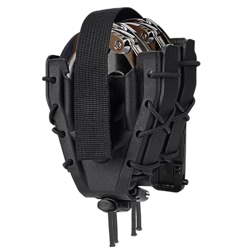 Double Hangcuff Case I Double Magazine & Hangcuff Pouch Cuff Holster I Mags and Cuff Combo Holder for Chained/Hinged | 9mm/Glock fit Duty Belt/Tactical MOLLE Vest (MOLLE Vest)