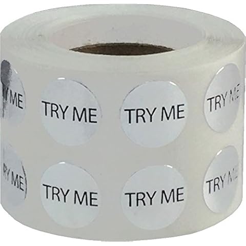 Metallic Silver Try Me Stickers 12.7 mm 0.5 Inch Round 1000 Count Cover