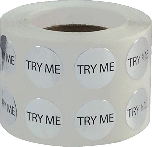 InStockLabels.com Metallic Silver Try Me Stickers, 1/2 Inch Round, 1000 Labels on a Roll