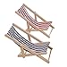 AZX 1:12 Mini Strandstuhl 2 Stück Holz Faltbarer Stuhl Blaue Rot Gestrippt Simulations Stuhl-Modell Miniatur Möbelzubehör Für Puppenhaus Garten Zubehör