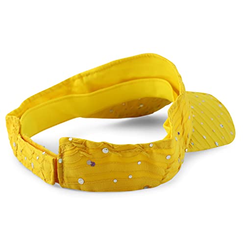 Armycrew Sparkle Sequin Glitter Summer Sun Visor - Yellow #TOP2
