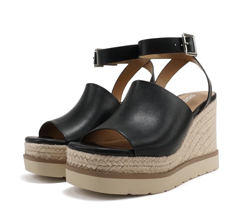 Soda “Stella” ~ Women Square Peep Toe Single Band Platform Espadrille Wedge Sandals with Adjustable Ankle Strap4