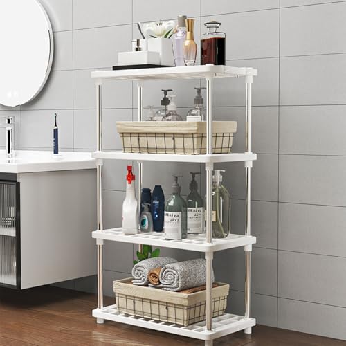 YOUNTHYE 2Pcs Plastic Shelving Units, 80x40x21cm Modern Garage Shelving Units, 4 Tier Storage Shelf Plastic Racking Shelving for Kitchen Living Room Bathroom - Image 3