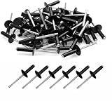 50 Stück Schwarz Popnieten, Aluminium-Blindnieten mit Großem Flansch, Popnieten Lackierte Nieten Set, Blindnieten für Hochfeste Verbindungen in Bau, Auto und Möbel(4,8 mm x 20 mm)