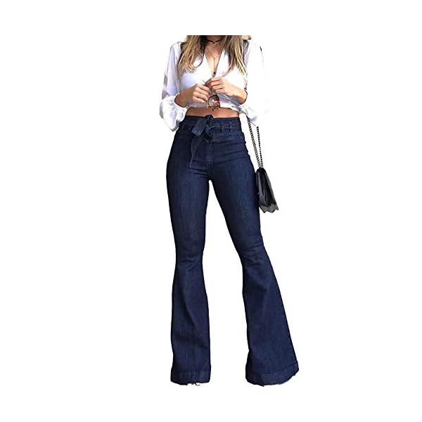 Pantete Womens High Waisted Bell Bottom Jeans Denim High Rise Flare Jean Pants with Belt