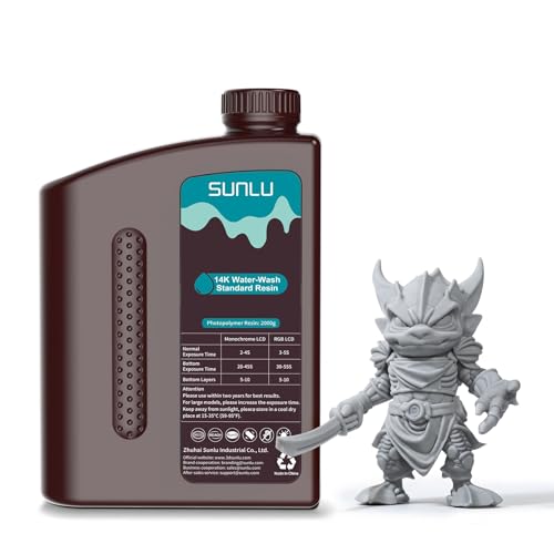 Image of SUNLU 14K Water-Washable Standard Resin 3000g, High Precision for Miniatures, Water-Washable 3D Printer Resin, Fast Curing for LCD /DLP /SLA 3D Printers, 2KG Grey