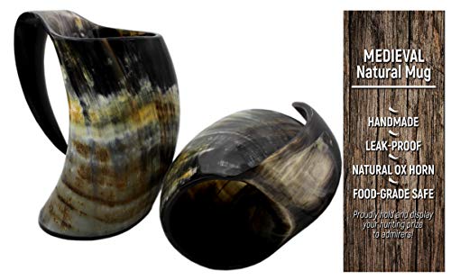 5MOONSUN5’s Viking Drinking Horn Cup Ox Cup Goblet Tankard Handcrafted - Drink Mead & Beer Like Game of Thrones Heroes with This Large Ale Stein A Perfect Present for Real Men (20oz) - Thumbnail 4