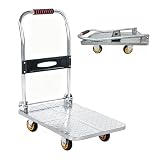 Carrello Piattaforma Portapacchi Pieghevole Robusto, 100Kg Carrello con Ruote Portatutto, Carrello per Vasi Pesanti Maneggevole Facile per Casa Giardino Garage