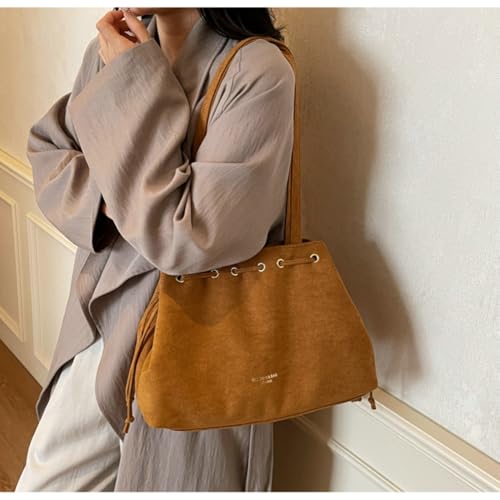 Slouchy Suede Hobo Bucket Bags Women Cute Underarm Shoulder Bag Crescent Crossbody Purses College Satchels Tote Handbag 20252