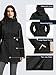 SaphiRose Women's Waterproof Rain Jacket with Fleece Lining Hooded Windbreaker Long Warm Outdoor Softshell Coat (Black, L)
