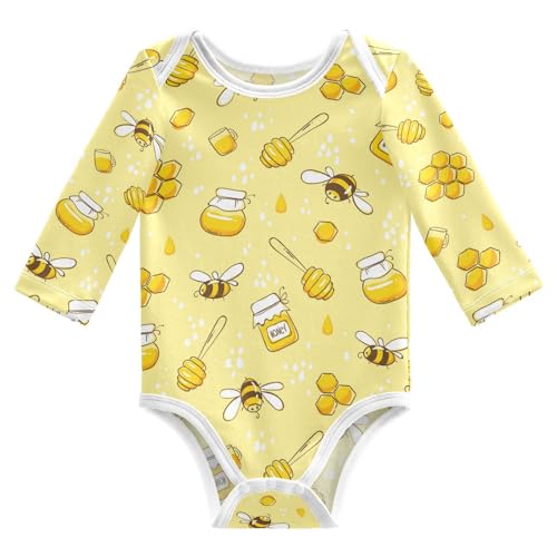 Image of vvfelixl Baby Bodysuits Bee Long Sleeve Cotton Baby Clothes for Boys Girls 3M