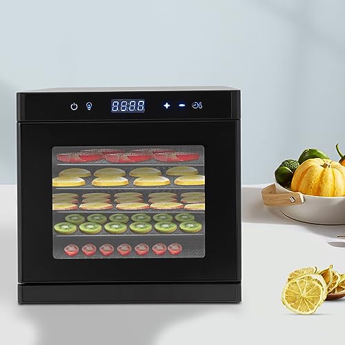 Dörrautomat Edelstahl 700W, 6 Etagen Dörrgerät mit Temperaturregler 35-75℃ LED-Anzeige und 1-24h Timer, Trockner für Gemüse Obst Fleisch Blumen (Schwarz) – Bild 7