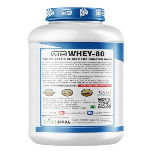 Image of M B Muscle Builder's Whey Protein Powder with added digestive enzymes | Sports & Protein Supplements | Protein 24g & BCAA 6g per serving - 4.4 lb, Caffe Mocha Flavour