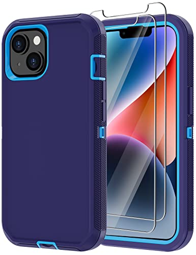 Annymall for iPhone 14 Case with 2 Screen Protector,Heavy Duty Shockproof Dropproof Dust Proof Full Body Rugged 3-Layer Military Tough Durable Protective Cover for Apple iPhone 14 6.1