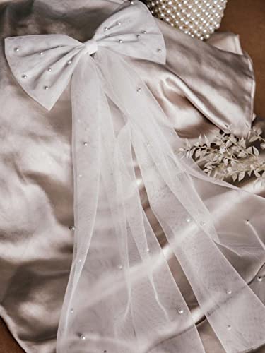 Jonky Light Up Bow-Knot Hair Clip White Veil Pear Barrettes Bridal Hair Bow Bachelorette Party Led Hair Accessories For Women And Girls (Warm Lights) #TOP1