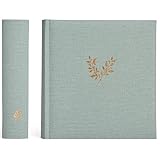 Luxury Linen Photo Album with Acid Free Pockets, Traditional Book Bound with Hard Cover, 200 Pockets