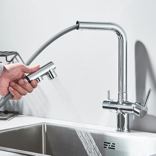 Robinet évier eau potable pivotant 360 double commande noir mat - 3